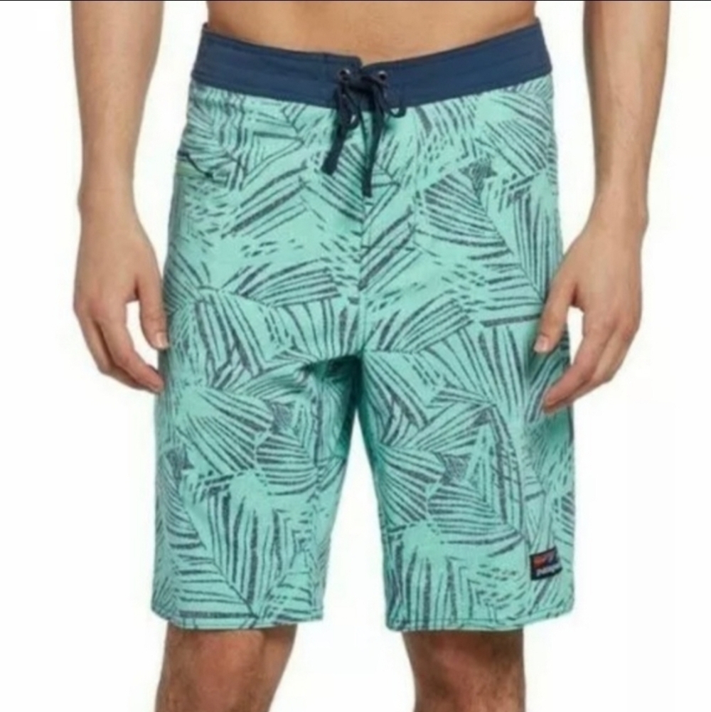 PATAGONIA Stretch Wavefarer Boardshorts Rain Fern Speckle Green Size 40